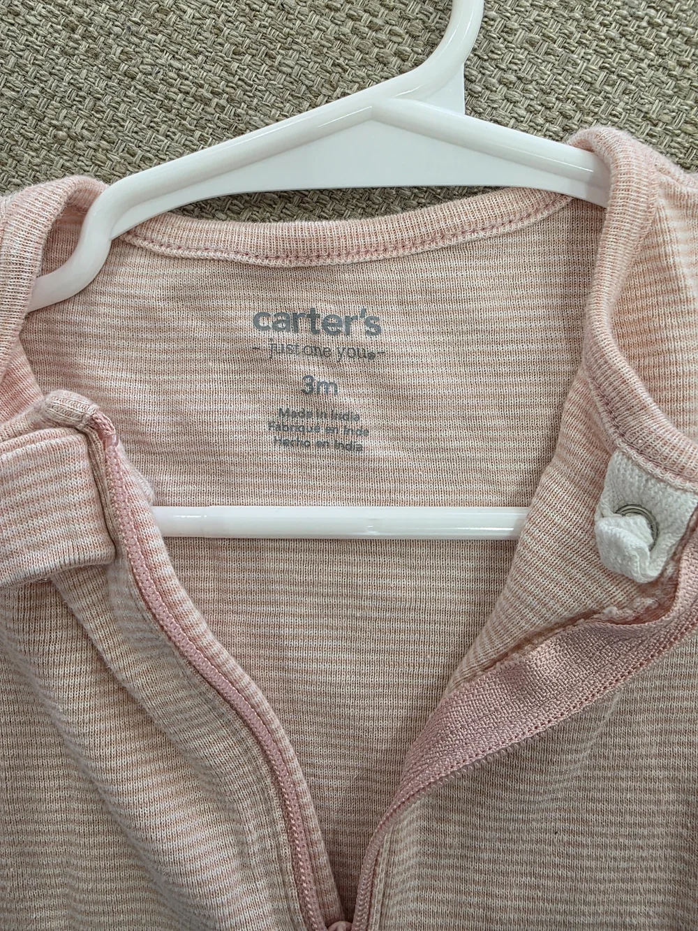 Carter's Light Pink Zip-Front Footed One-Piece